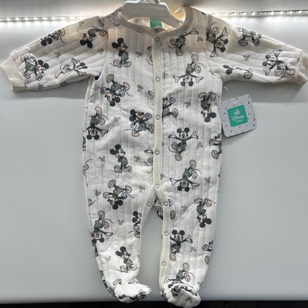 Disney Cream and Black Mickey Mouse Footie